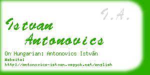istvan antonovics business card